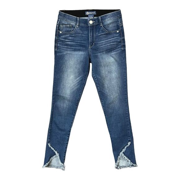 Democracy Denim - Democracy Jeans Blue Denim Asymmetric Fringe Hems Absolution Stretch Size 2